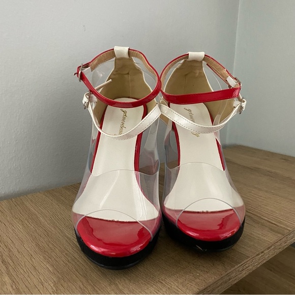 NEW Getmorebeauty Open Toe Clear Heels - Picture 2 of 11